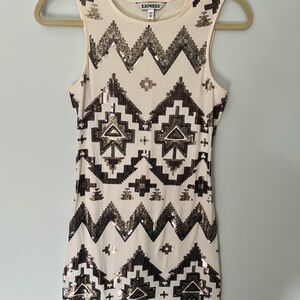 Express Sequin Geometric Dress